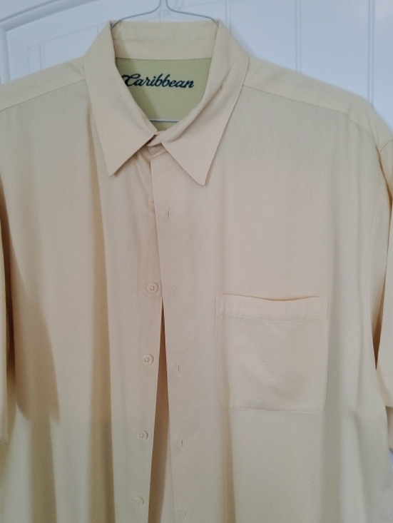 Caribbean Other - Caribbean Men's Button-Down Shirt in Light Cream 60% Silk